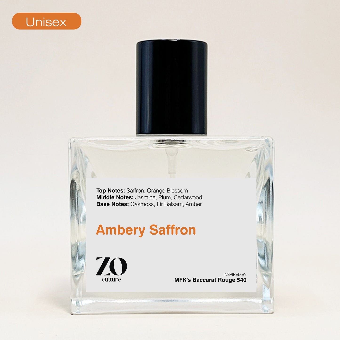 Unisex Ambery Saffron - Inspired by Baccarat Rouge 540 ZoCulture
